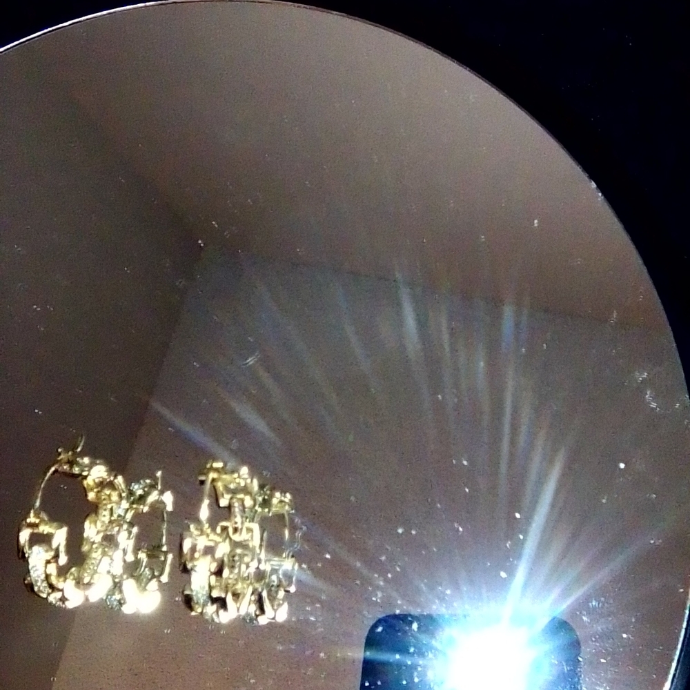 Gold and Silver Crystal Hoop Earrings - Picture 2 of 3
